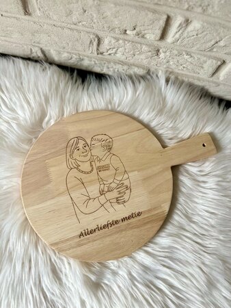Houten snijplank met tekst en/of lijntekening