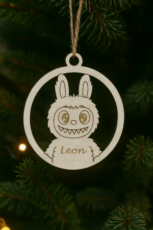 Labubu kerstbal met naam - versie 1