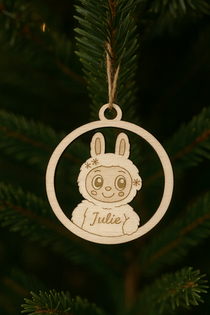 Labubu kerstbal met naam - versie 2