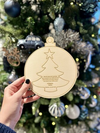 Nieuwjaarsbrief hout - Kerstbal