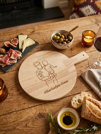 Houten tapasplank met tekst en/of lijntekening